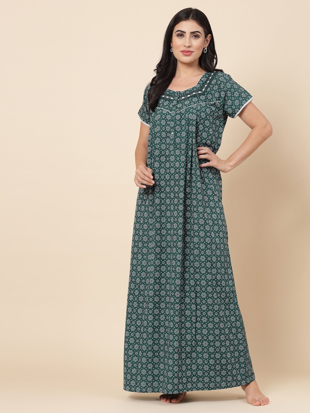 

Sweet Dreams Floral Printed Maxi Nightdress, Green