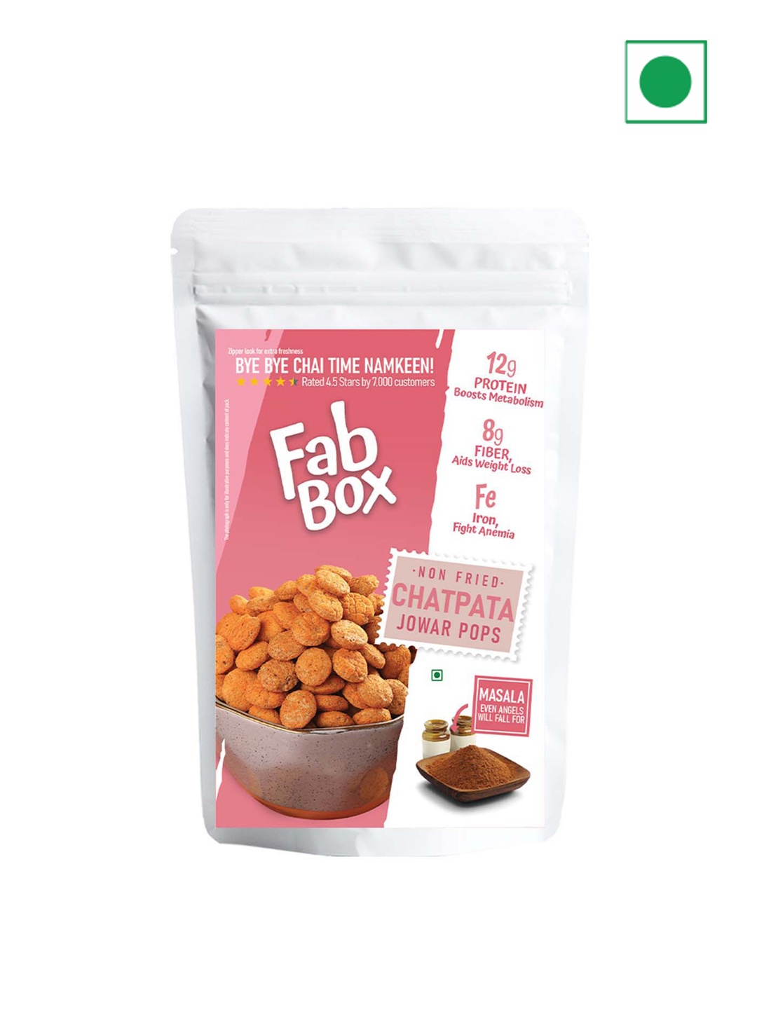 

FabBox Chatpata Jowar Puffs-130gms, Green