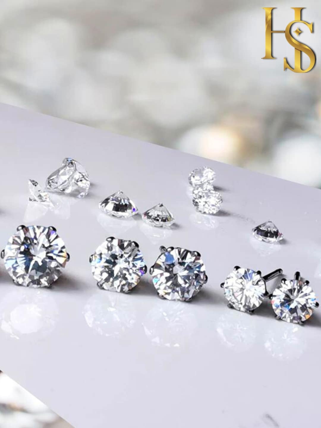 

HighSpark Silver-Plated Sterling Silver Cubic Zirconia Studded Contemporary Studs Earrings