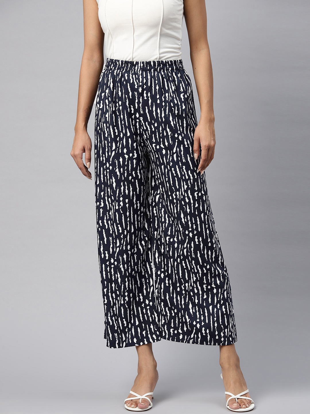 

Readiprint Abstract Printed Ethnic Palazzos, Navy blue
