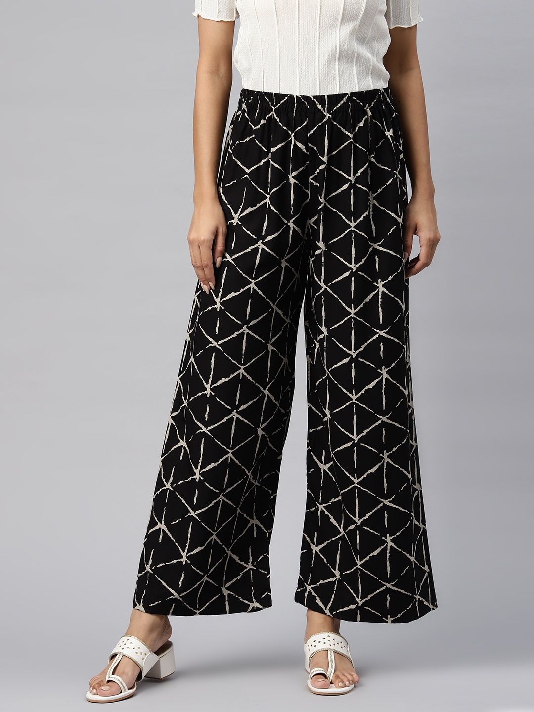 

Readiprint Fashions Abstract Printed Ethnic Palazzos, Black