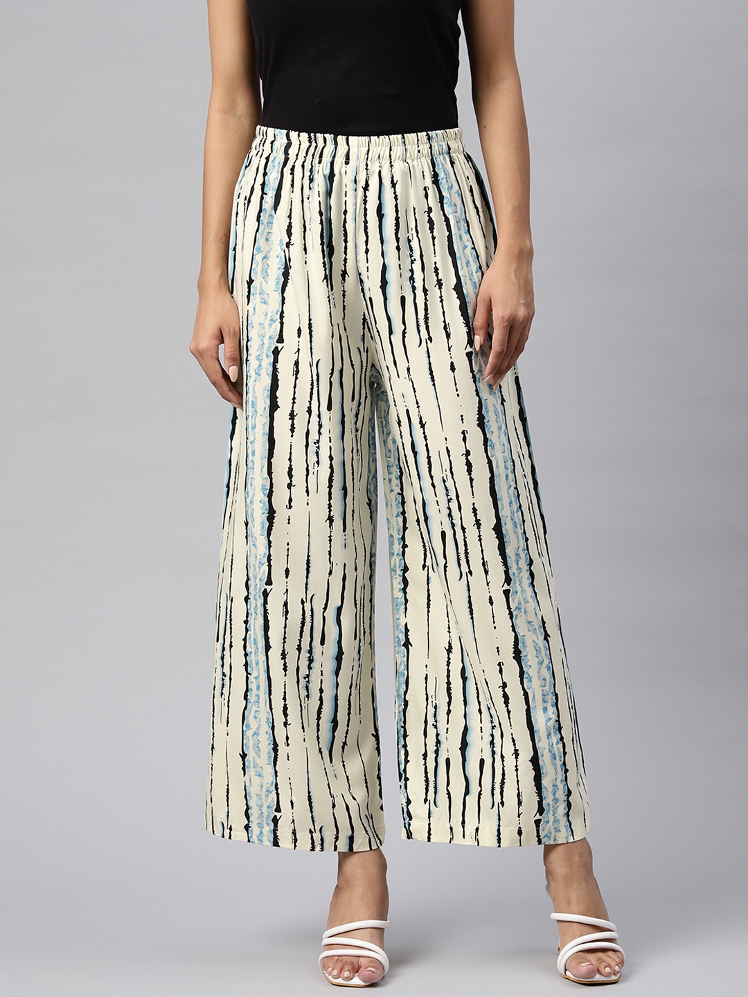 Readiprint Abstract Printed Ethnic Palazzos, Blue