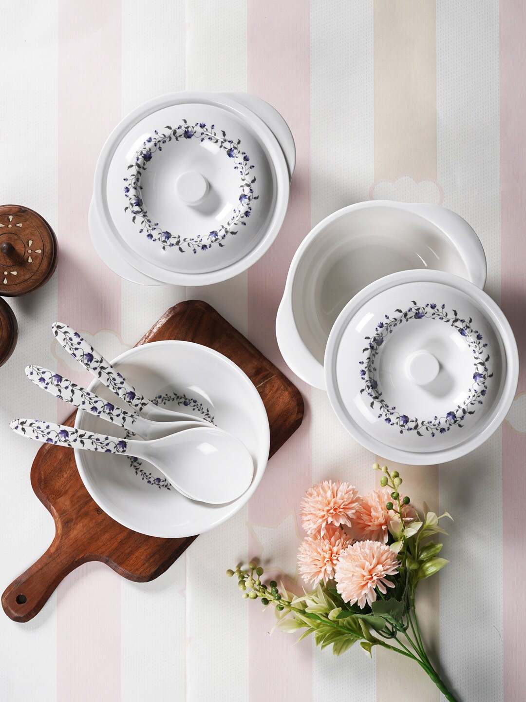 

CDI White & Purple 3-Pieces Printed Melamine Glossy Bowls