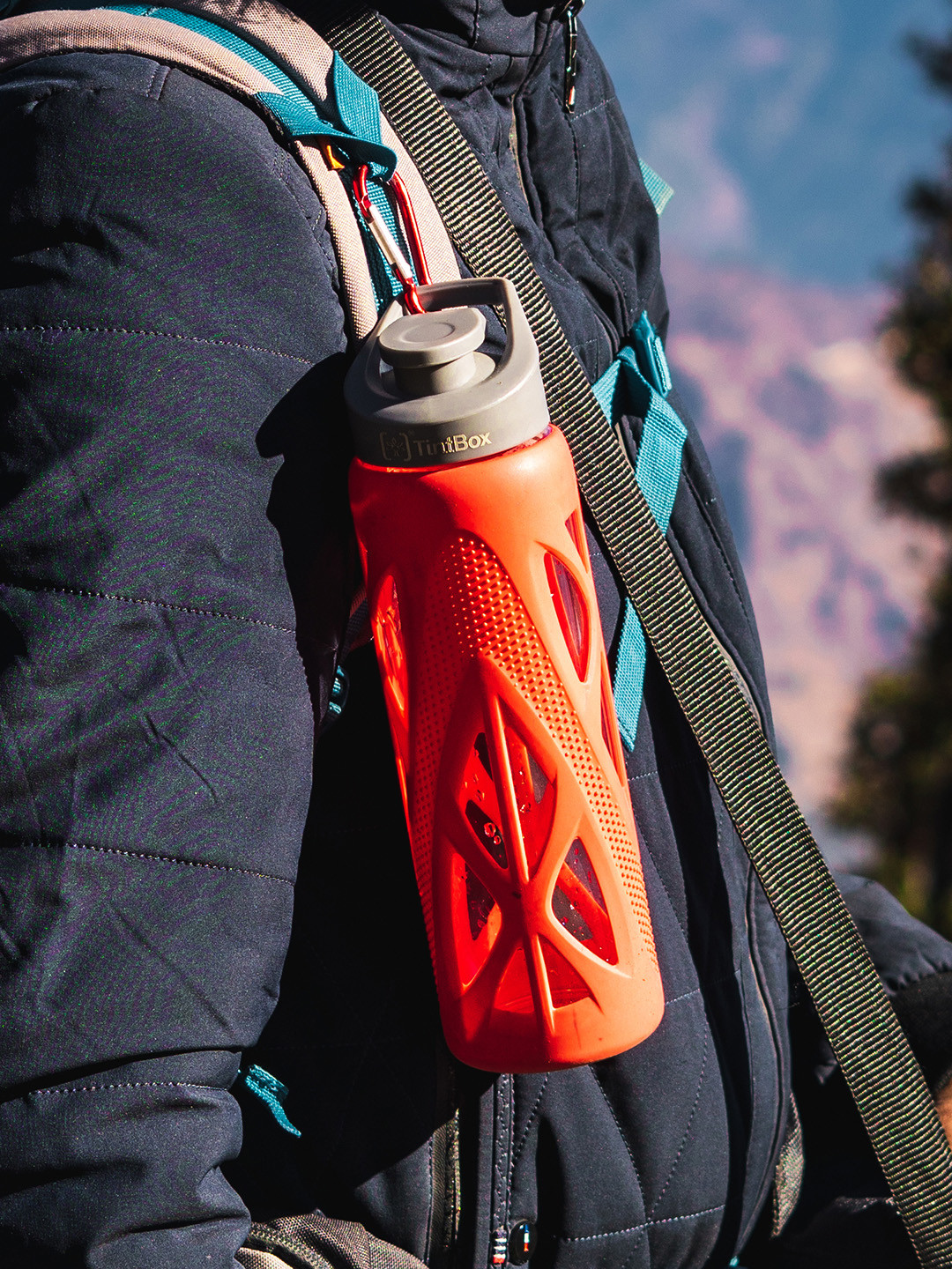 

TintBox Red Glass BPA Free Water Bottle with Sleeve-750 ml