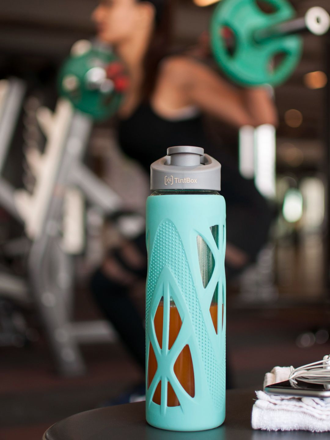 

TintBox Sea Green Glass BPA Free Water Bottle with Sleeve-750 ml