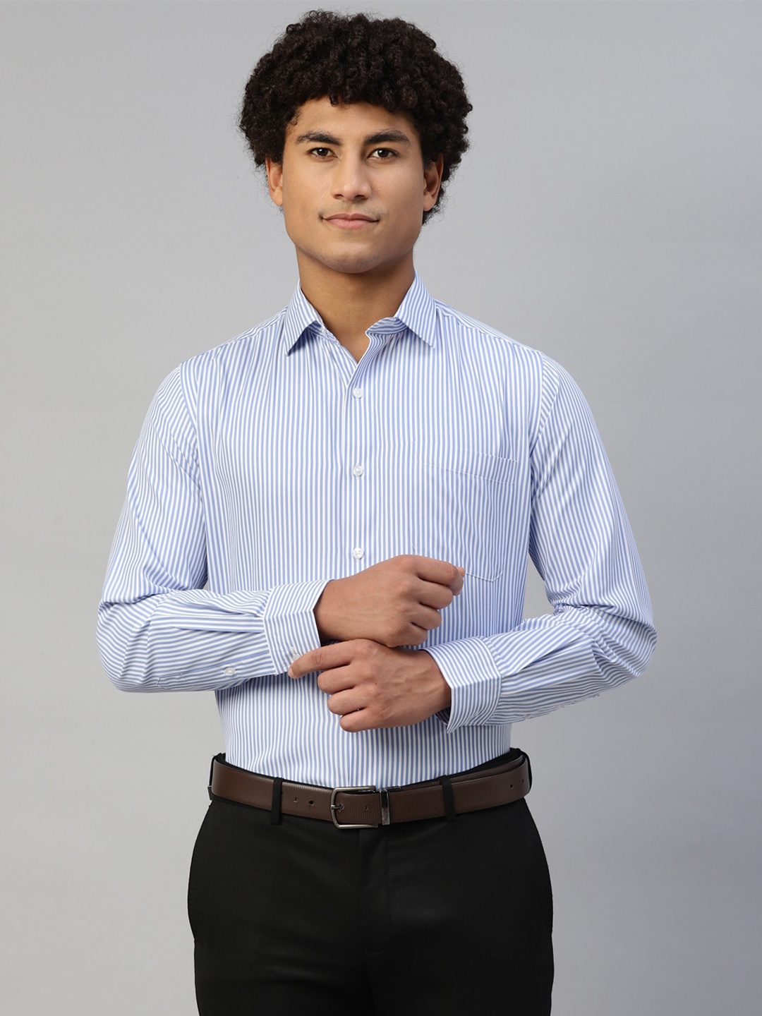 

DON VINO Striped Opaque Cotton Formal Shirt, Blue