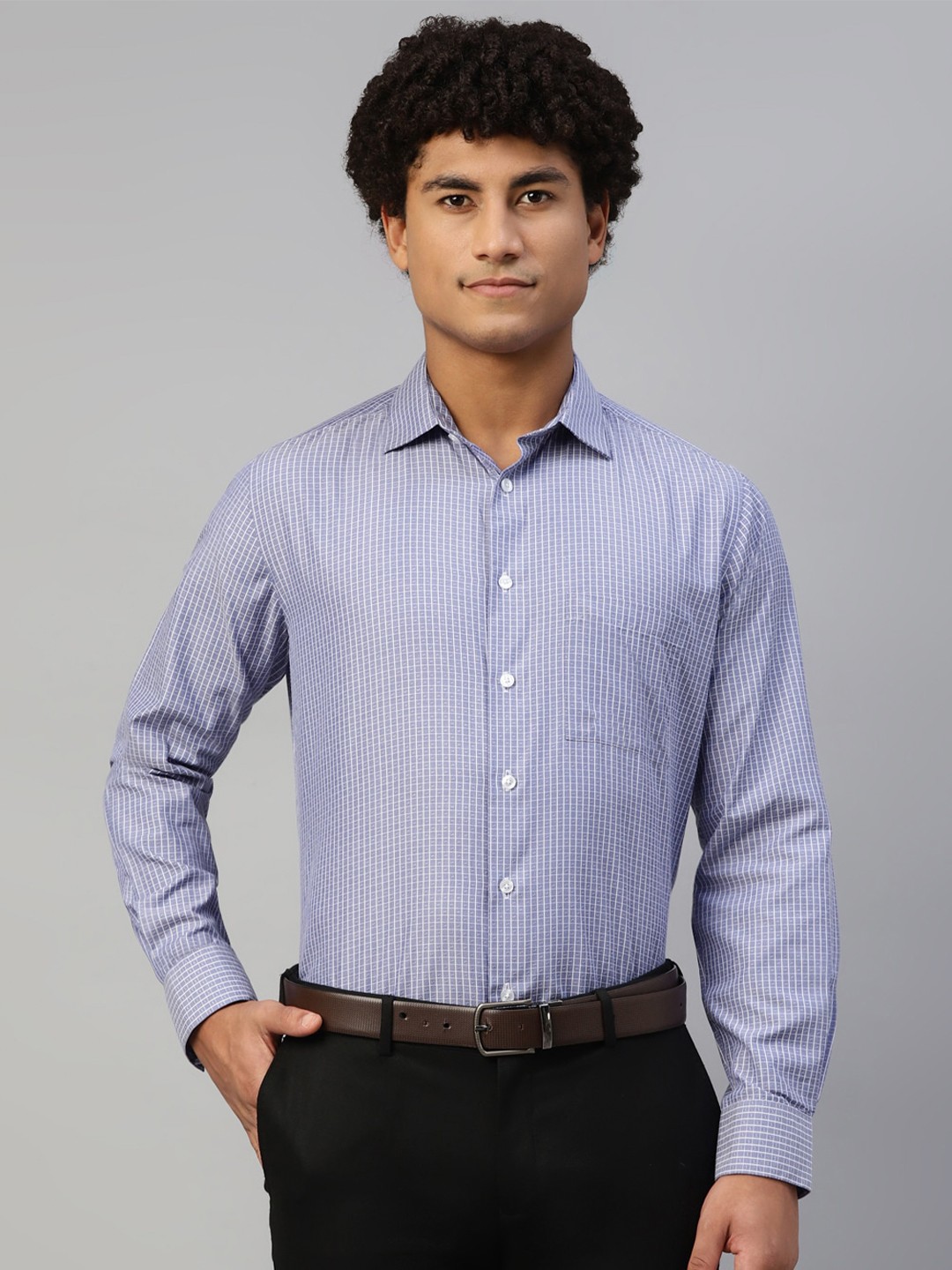 

DON VINO Tartan Checks Cotton Formal Shirt, Blue