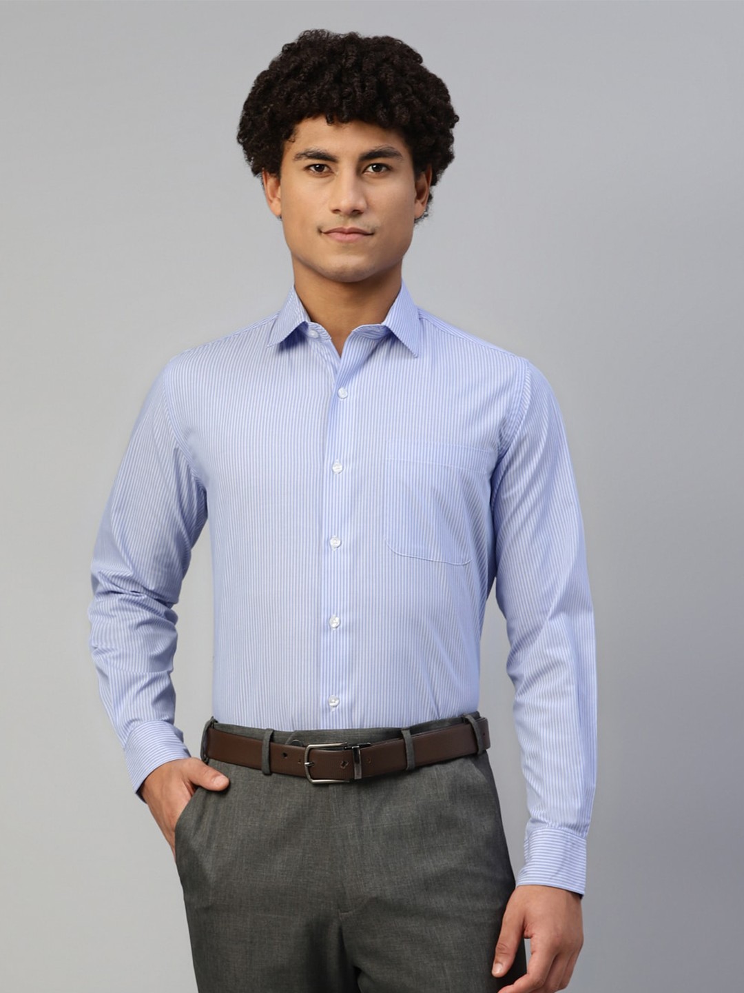 

DON VINO Striped Opaque Cotton Formal Shirt, Blue