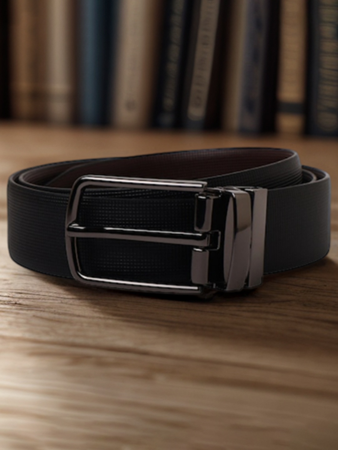 

Kastner Men Black Textured Leather Reversible Formal Belt