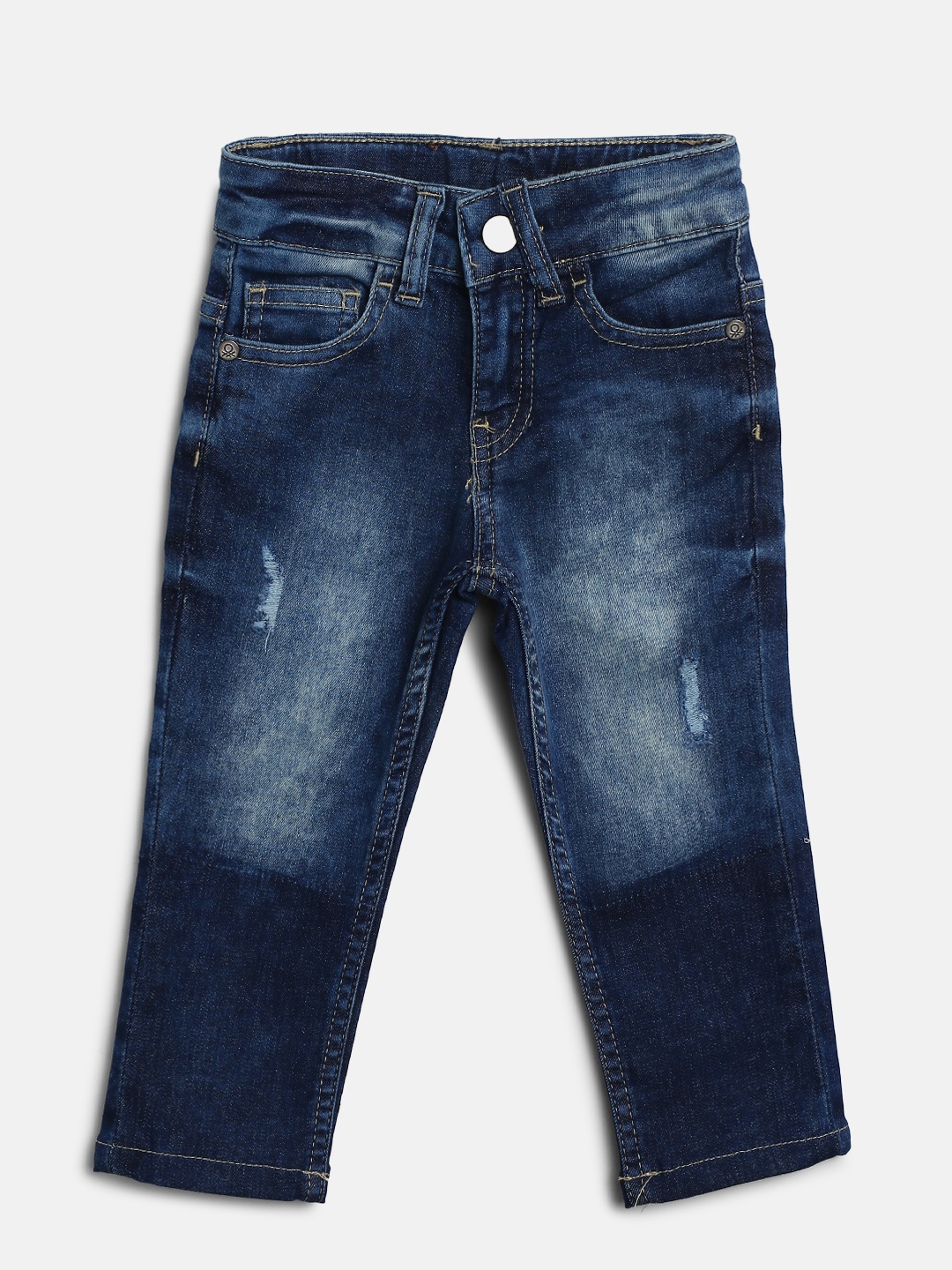 

United Colors of Benetton Boys Blue Slim Fit Mid-Rise Mildly Distressed Stretchable Jeans