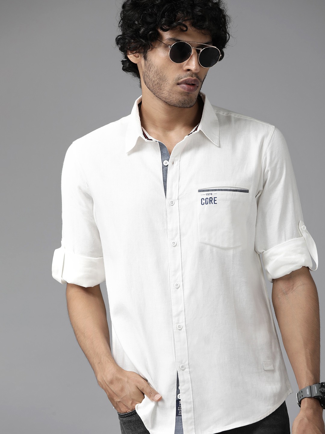 

Roadster Men Classic Opaque Cotton Casual Shirt, White
