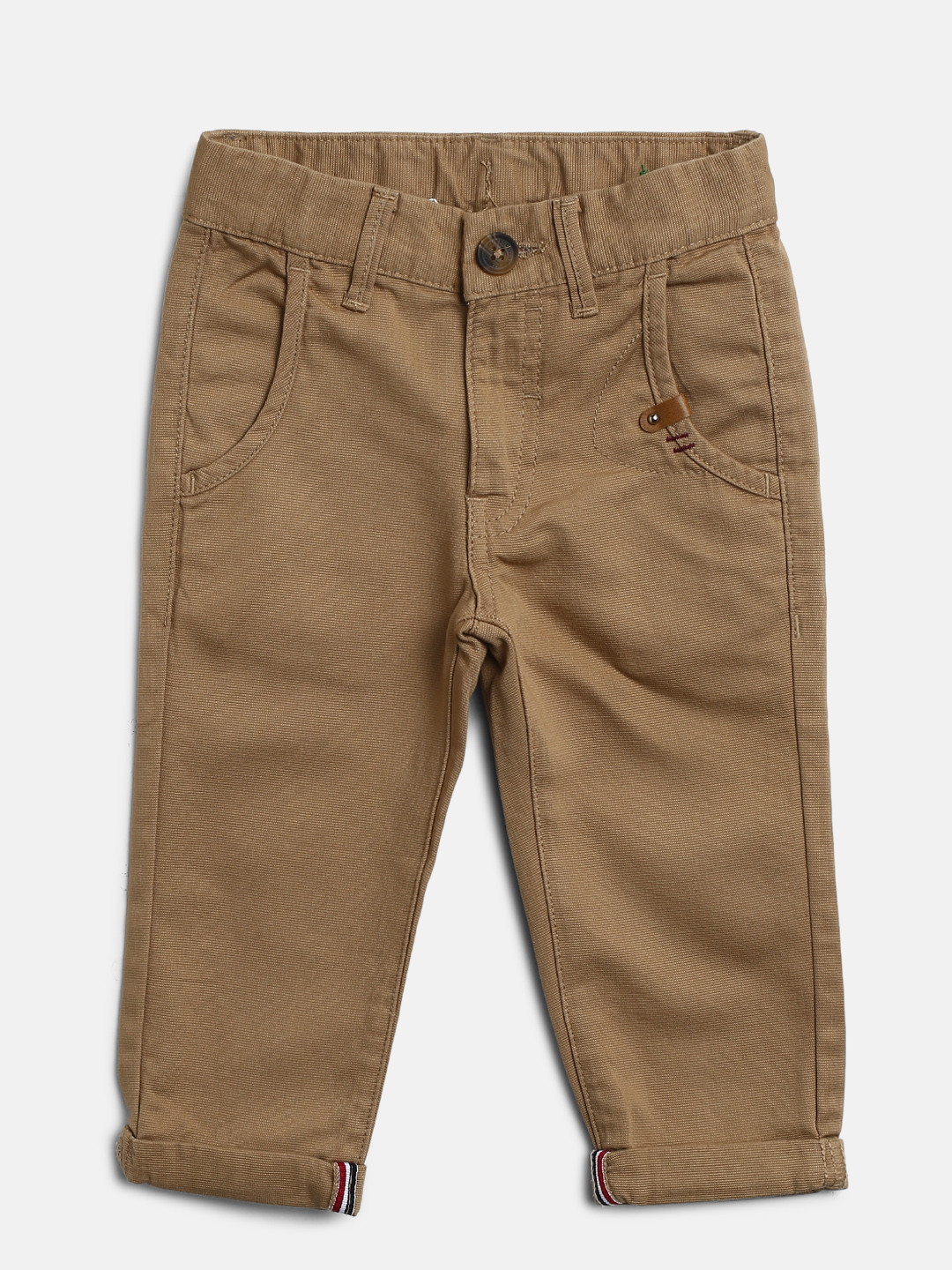 

United Colors of Benetton Boys Beige Solid Casual Trousers