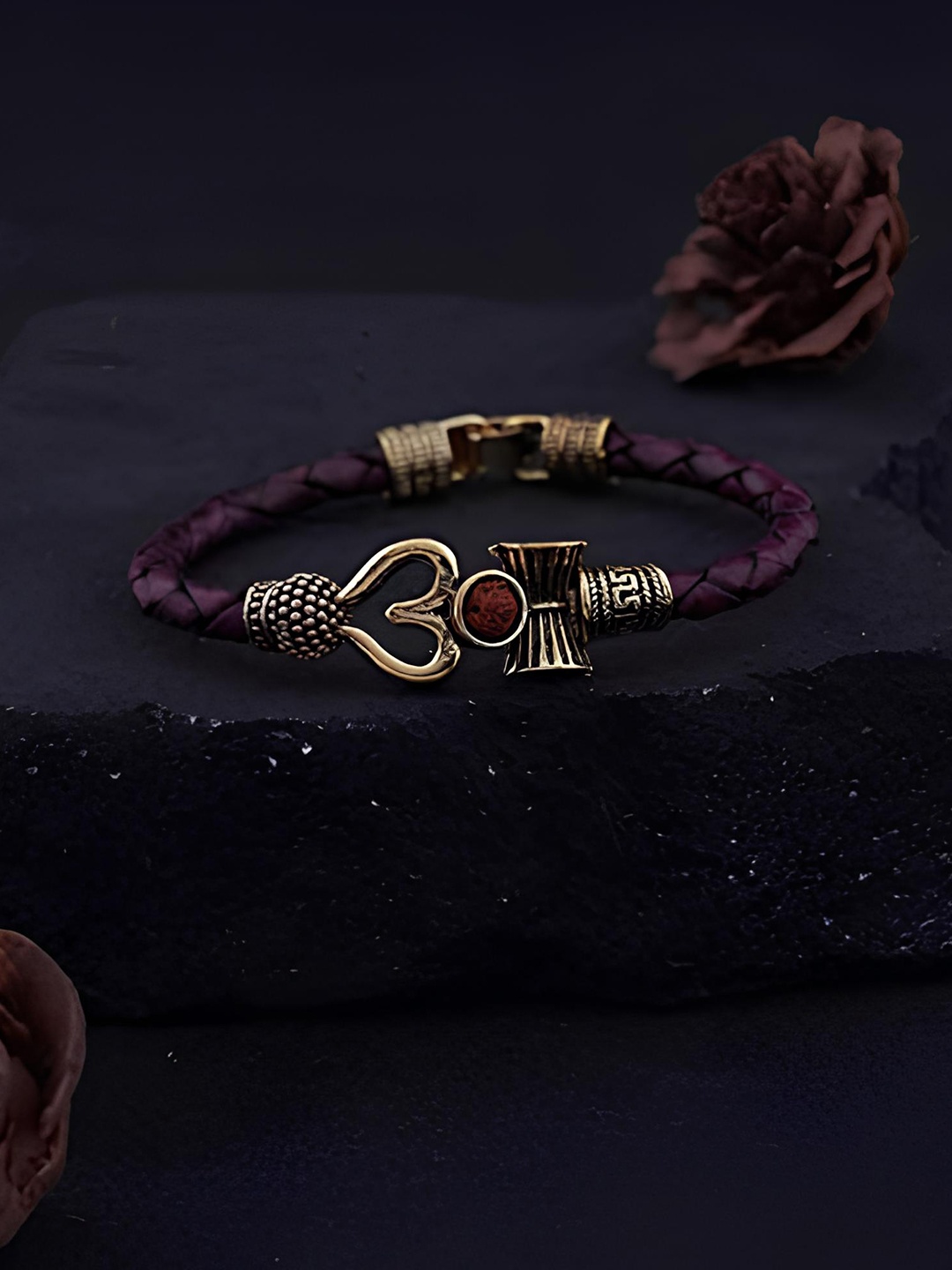 

KARISHMA KREATIONS Unisex Leather Kada Bracelet, Gold