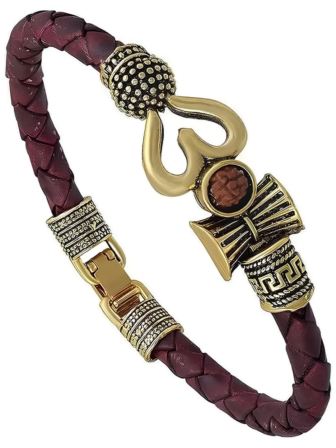 

KARISHMA KREATIONS Unisex Leather Kada Bracelet, Gold