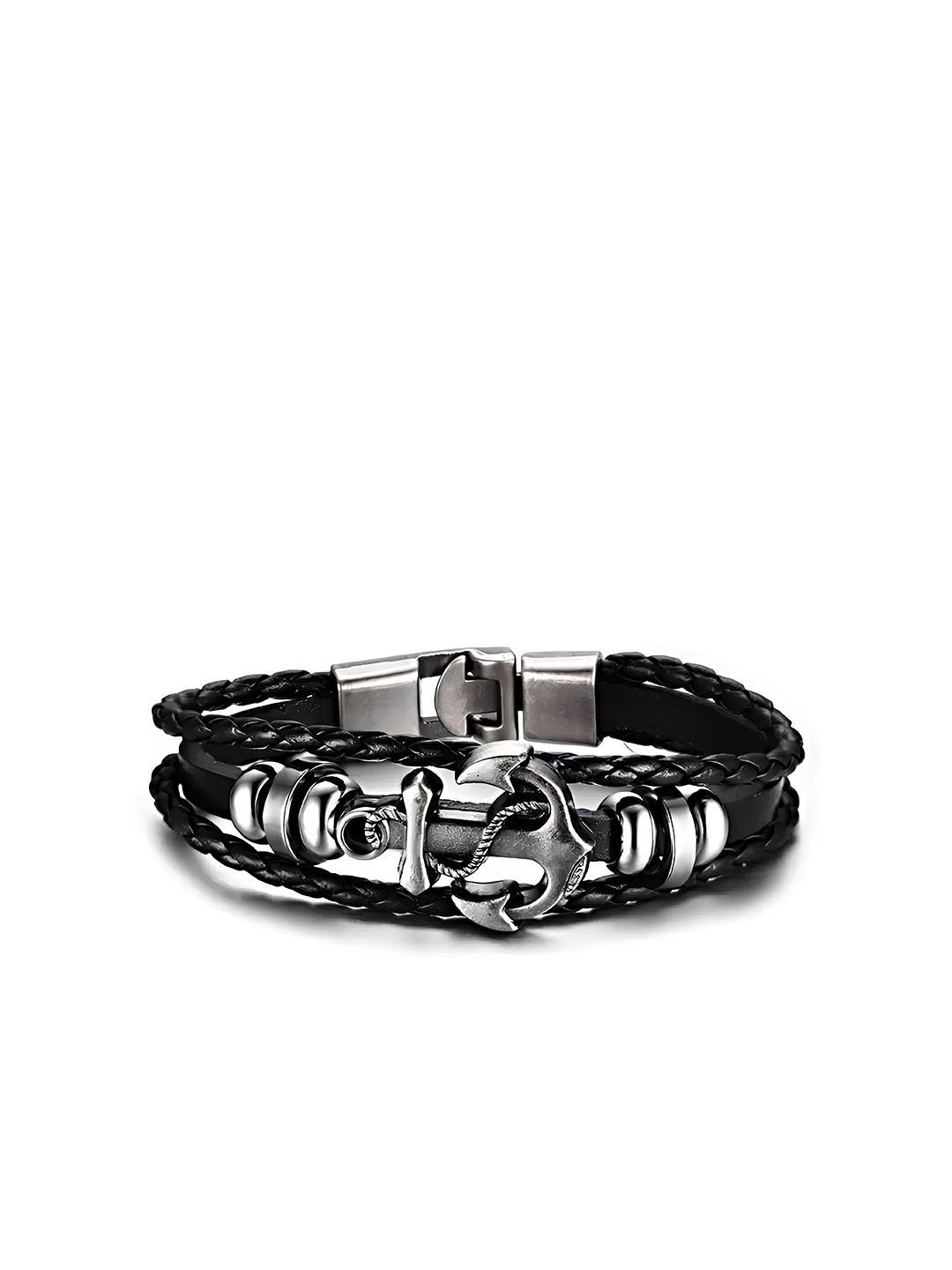 

KARISHMA KREATIONS Unisex Leather Link Bracelet, Silver