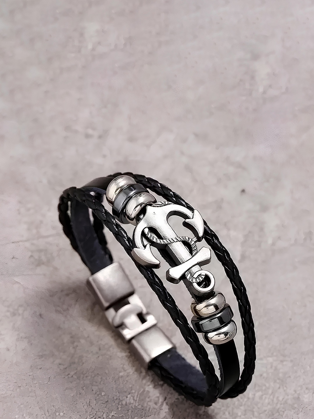 

KARISHMA KREATIONS Unisex Leather Multistrand Bracelet, Silver