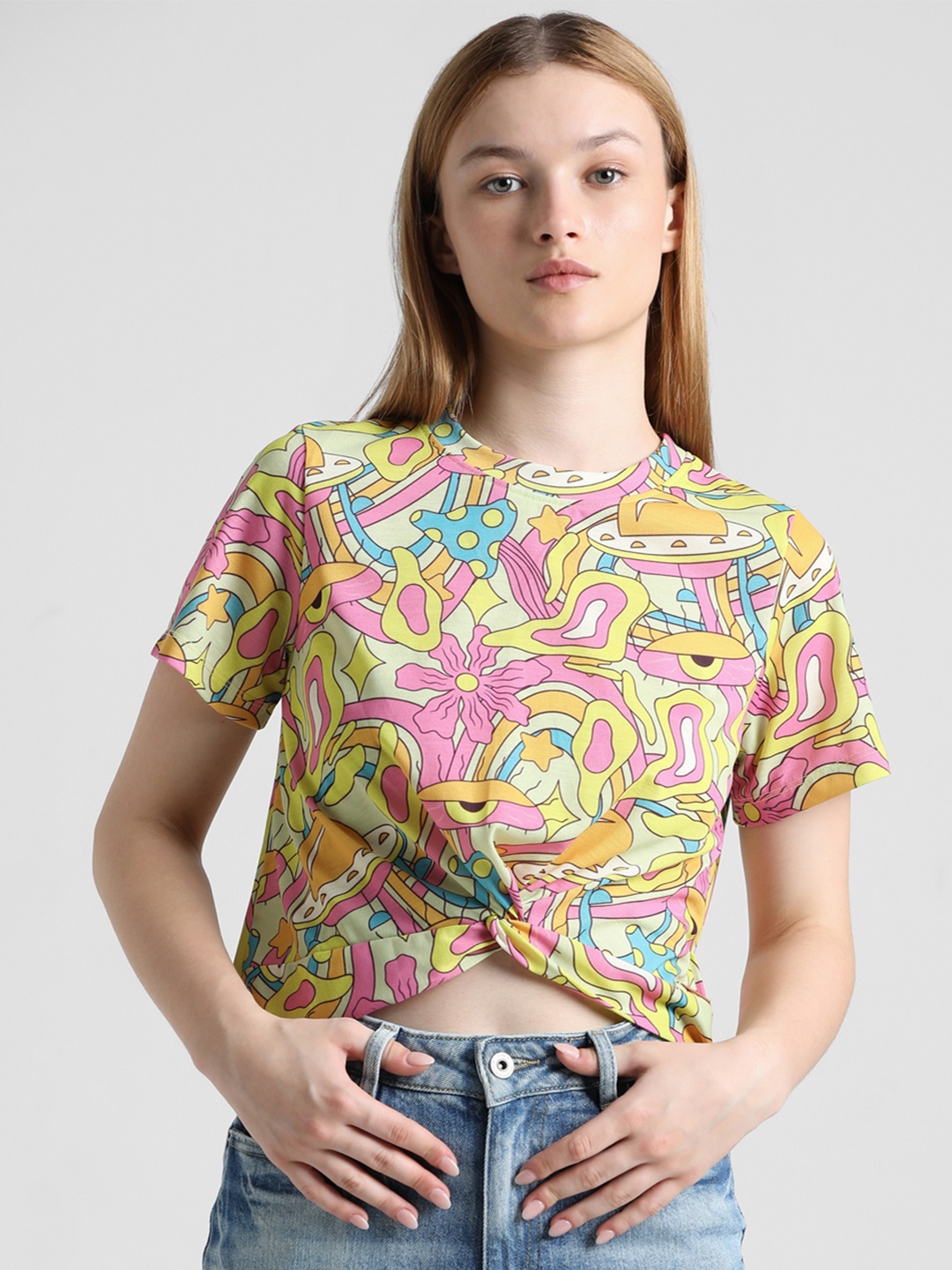 

ONLY Floral Printed T-shirt, Yellow