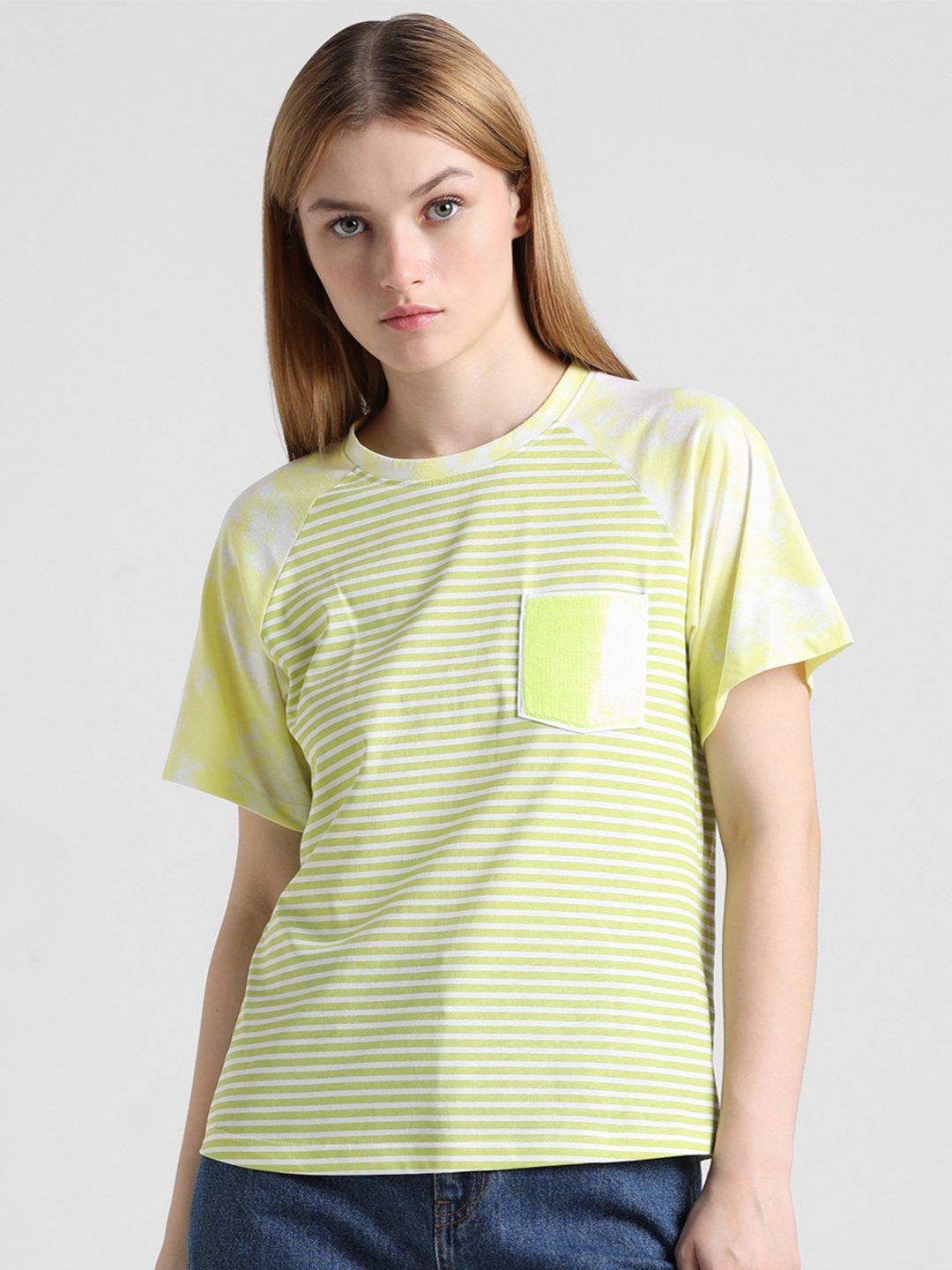 

ONLY Striped Extended Sleeves T-shirt, Yellow