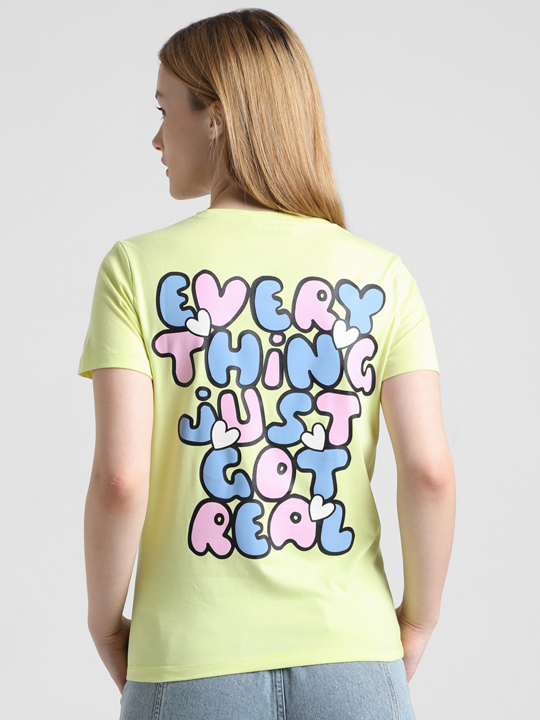 

ONLY Typography Printed Pure Cotton T-shirt, Green
