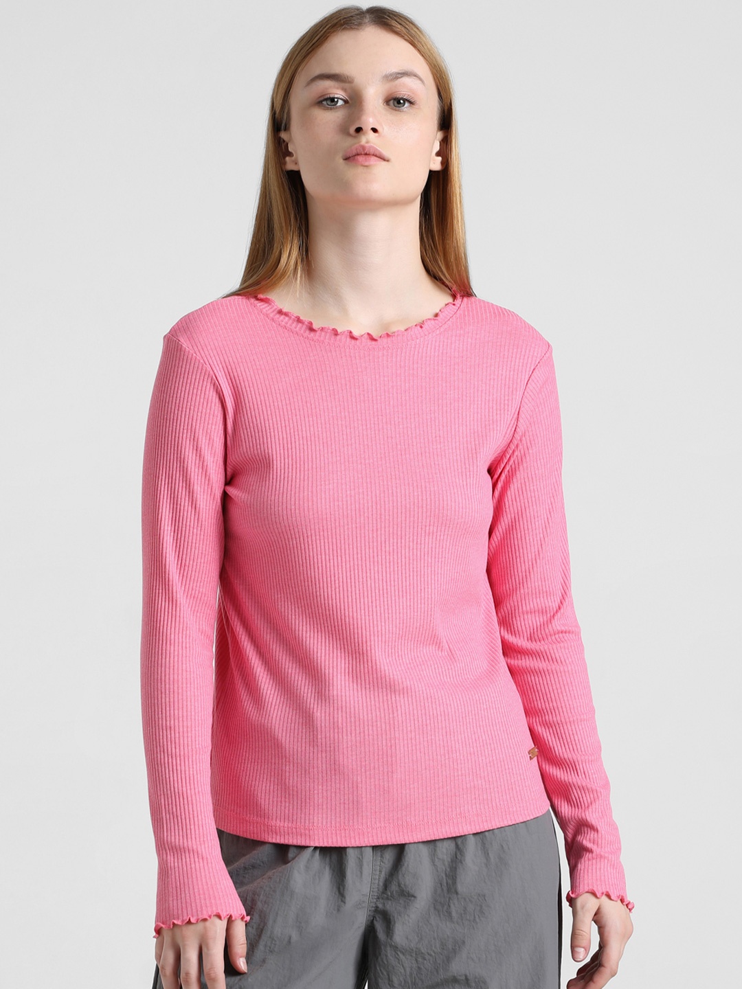 

ONLY Onlhigh Boat Neck LS Knitted T-shirt, Pink