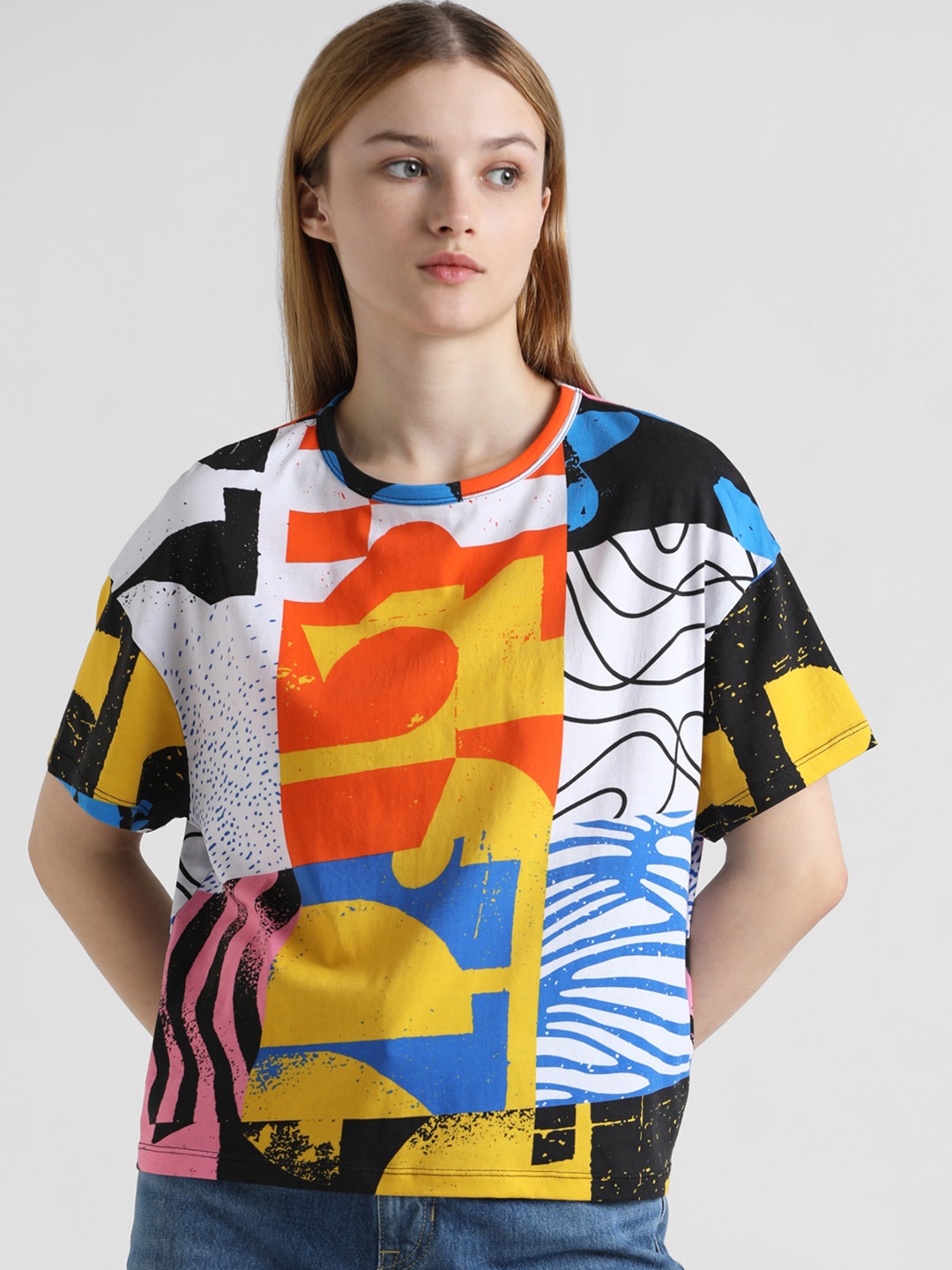 

ONLY Printed Pockets Boxy T-shirt, Yellow