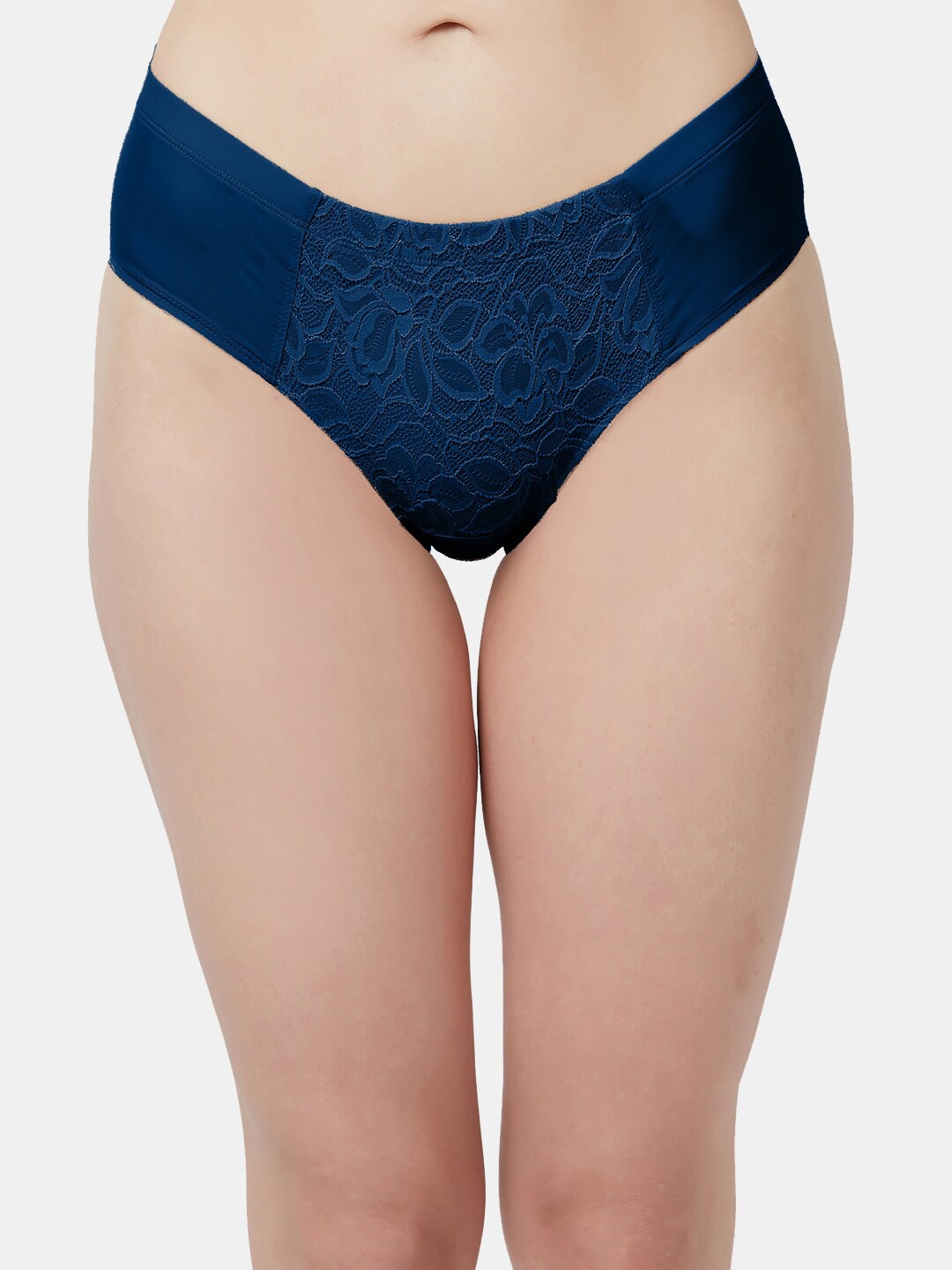 

Soie High Rise Laced Basic Briefs, Navy blue