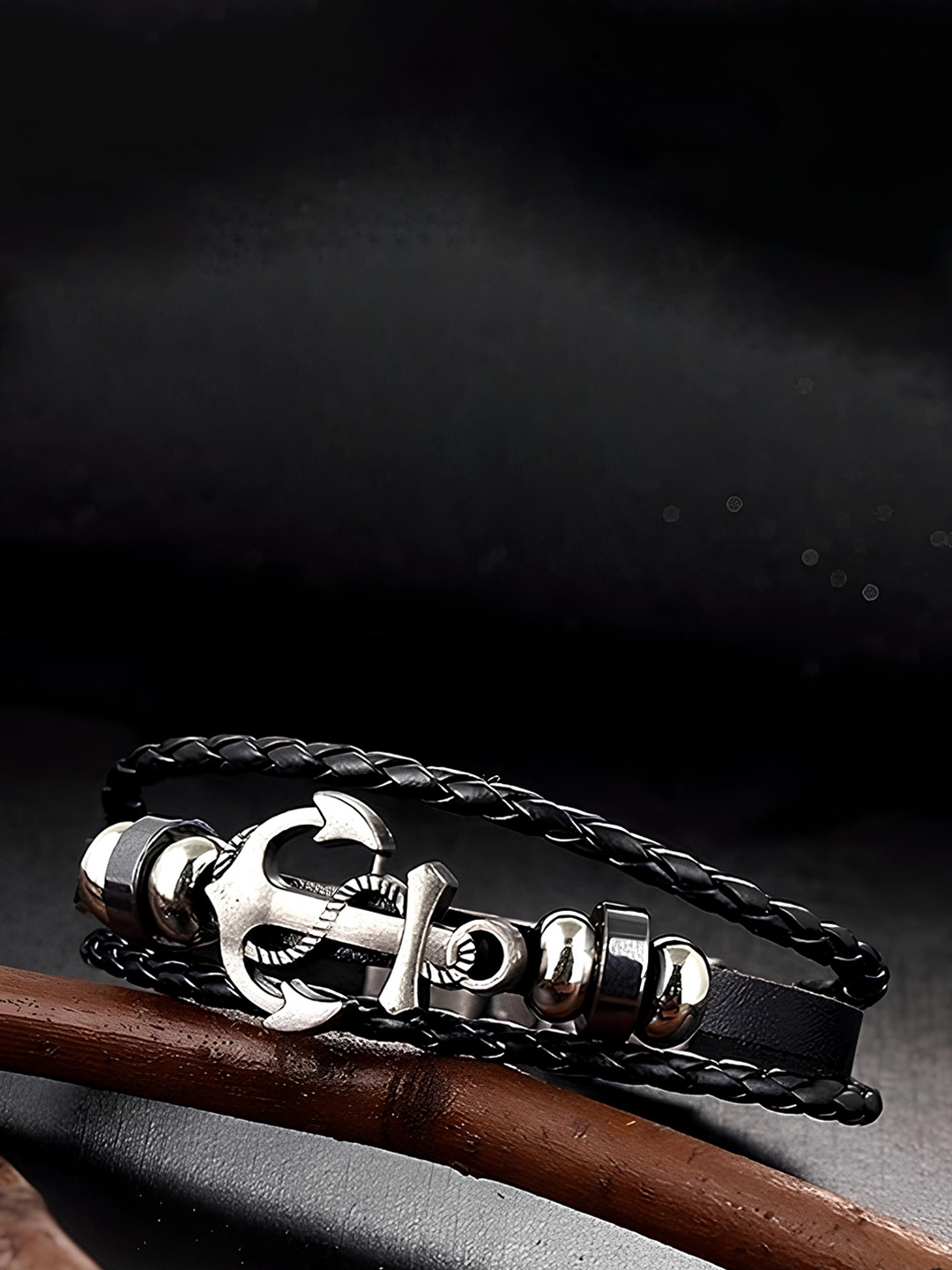 

KARISHMA KREATIONS Unisex Leather Multistrand Bracelet, Silver