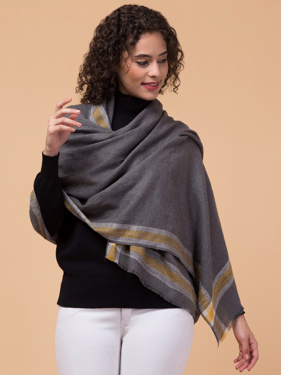 

Tweedle Woven Design Reversable Shawl, Black