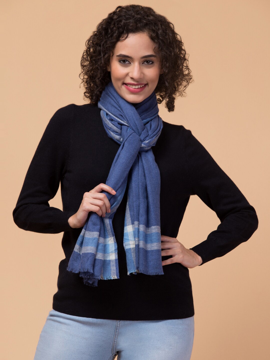 

Tweedle Soild Cotton Wool Shawl, Blue