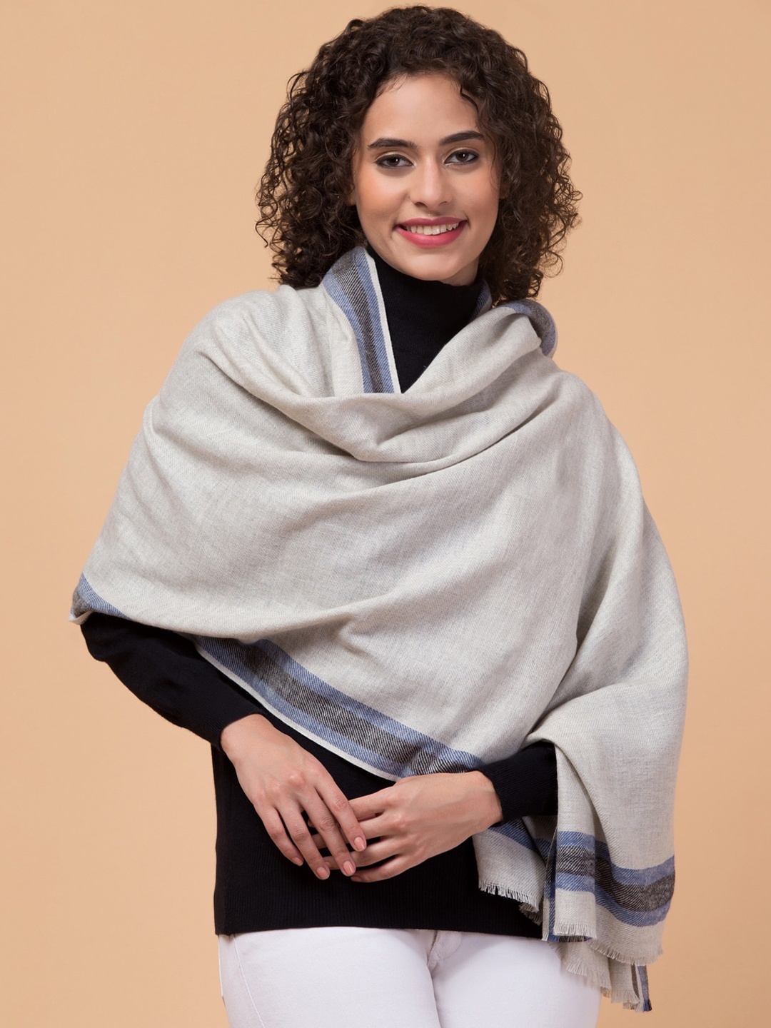 

Tweedle Soild Cotton Wool Shawl, Off white