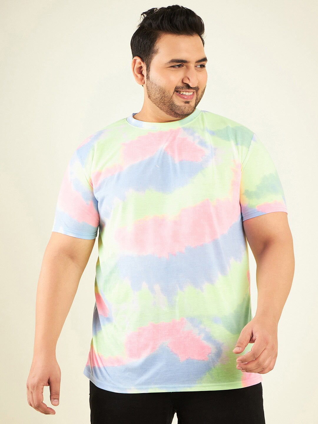 

Rodzen Plus Size Tie & Dye Cotton T-shirt, Green