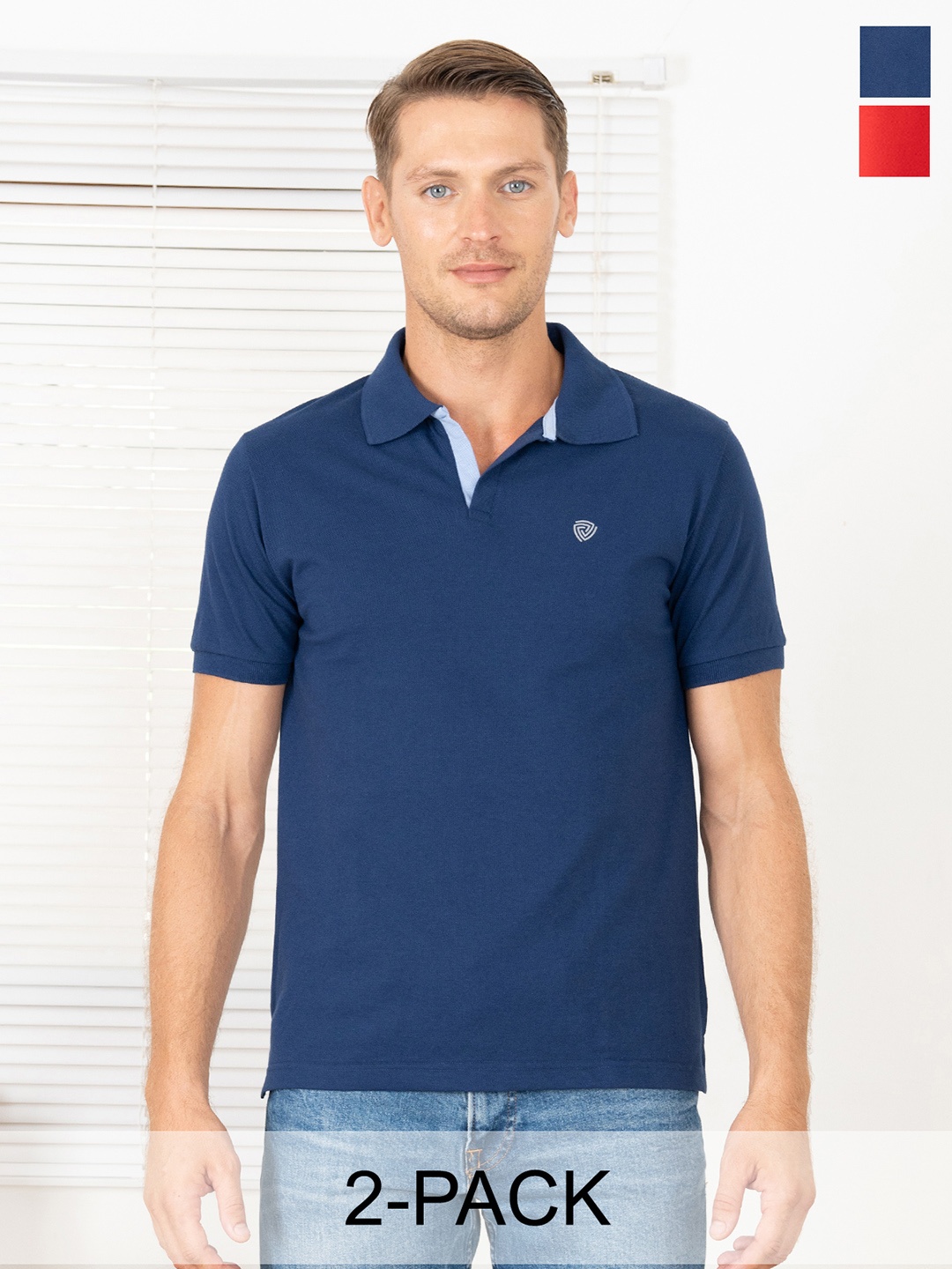 

Lux Cozi Pack Of 2 Polo Collar Cotton T-shirt, Red