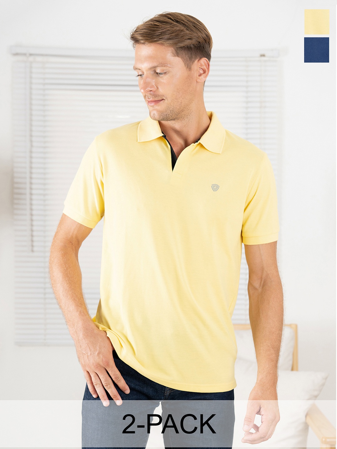 

Lux Cozi Pack Of 2 Polo Collar Cotton T-shirt, Blue