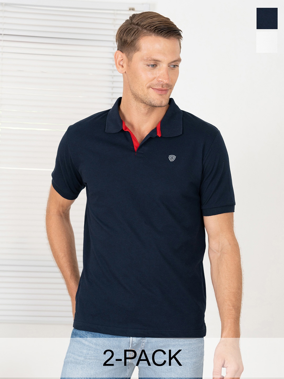 

Lux Cozi Pack Of 2 Polo Collar Cotton Casual T-shirt, White