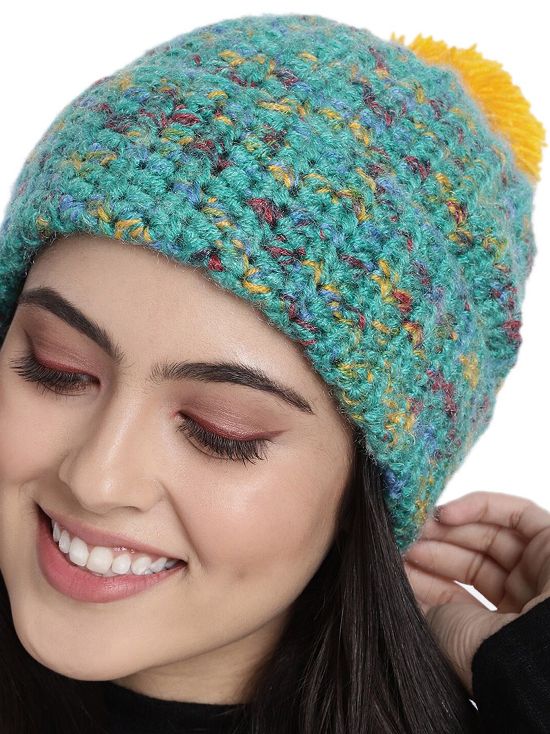 

Magic Needles Women Self Design Beanie, Green