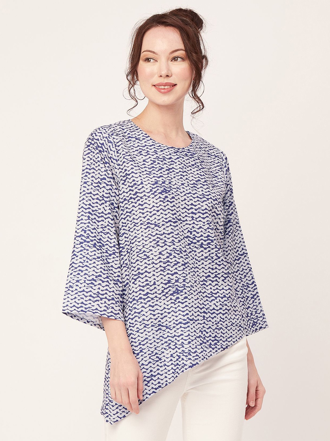 

Moomaya Abstract Printed Asymmetric Top, Blue
