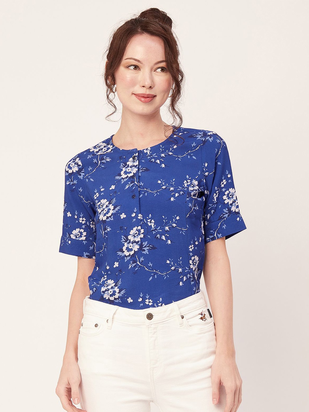 

Moomaya Floral Printed Summer Top, Blue