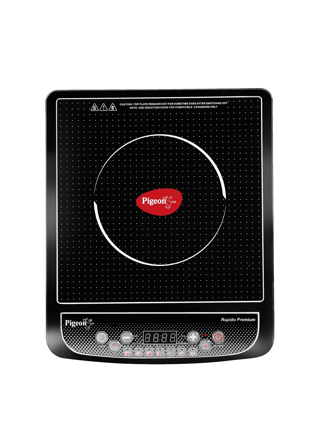 

Pigeon Rapido Black Premium IC 1800 W Induction Cooktop Push Button