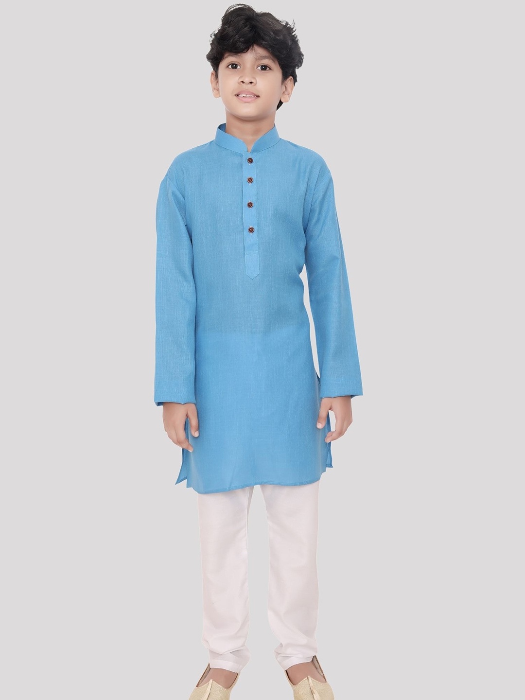 

SHIWAM ETHNIX Boys Mandarin Collar Cotton Kurta, Blue