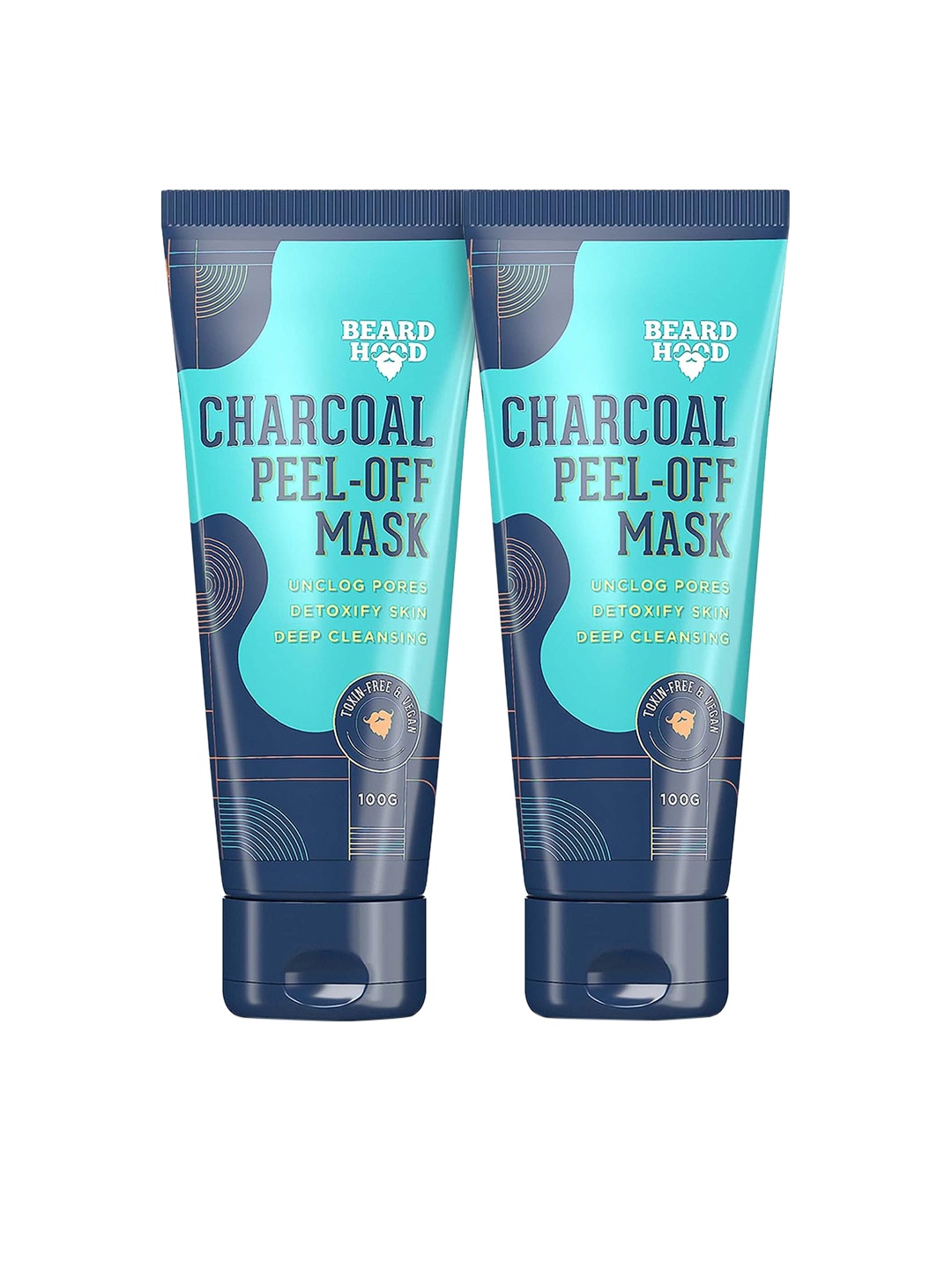 

Beardhood Set Of 2 Charcoal Peel Off Masks 100 g Each, Black