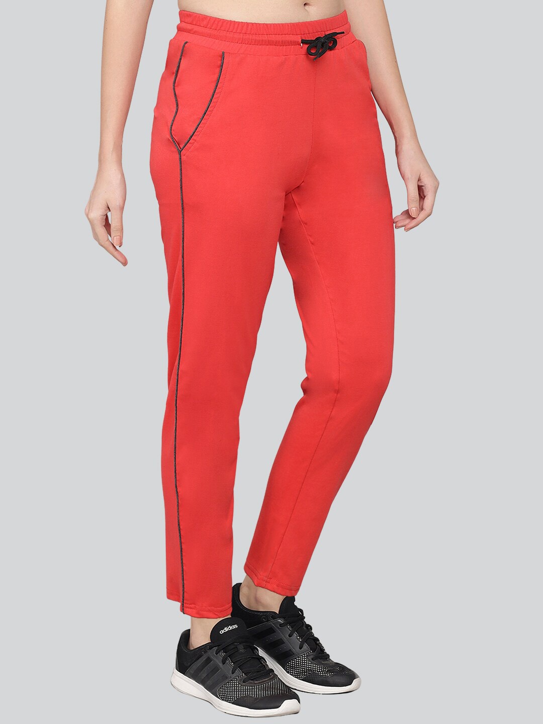 

Q-rious Women Regular Fit Pure Cotton Track Pants, Orange