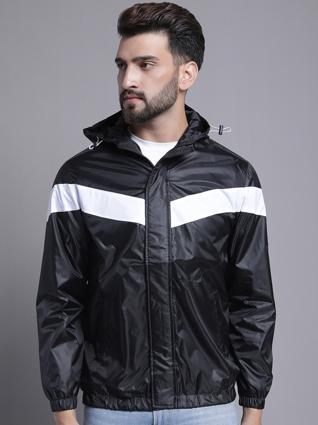 

HOUSE OF VEDAS Hooded Waterproof Rain Jacket, Black