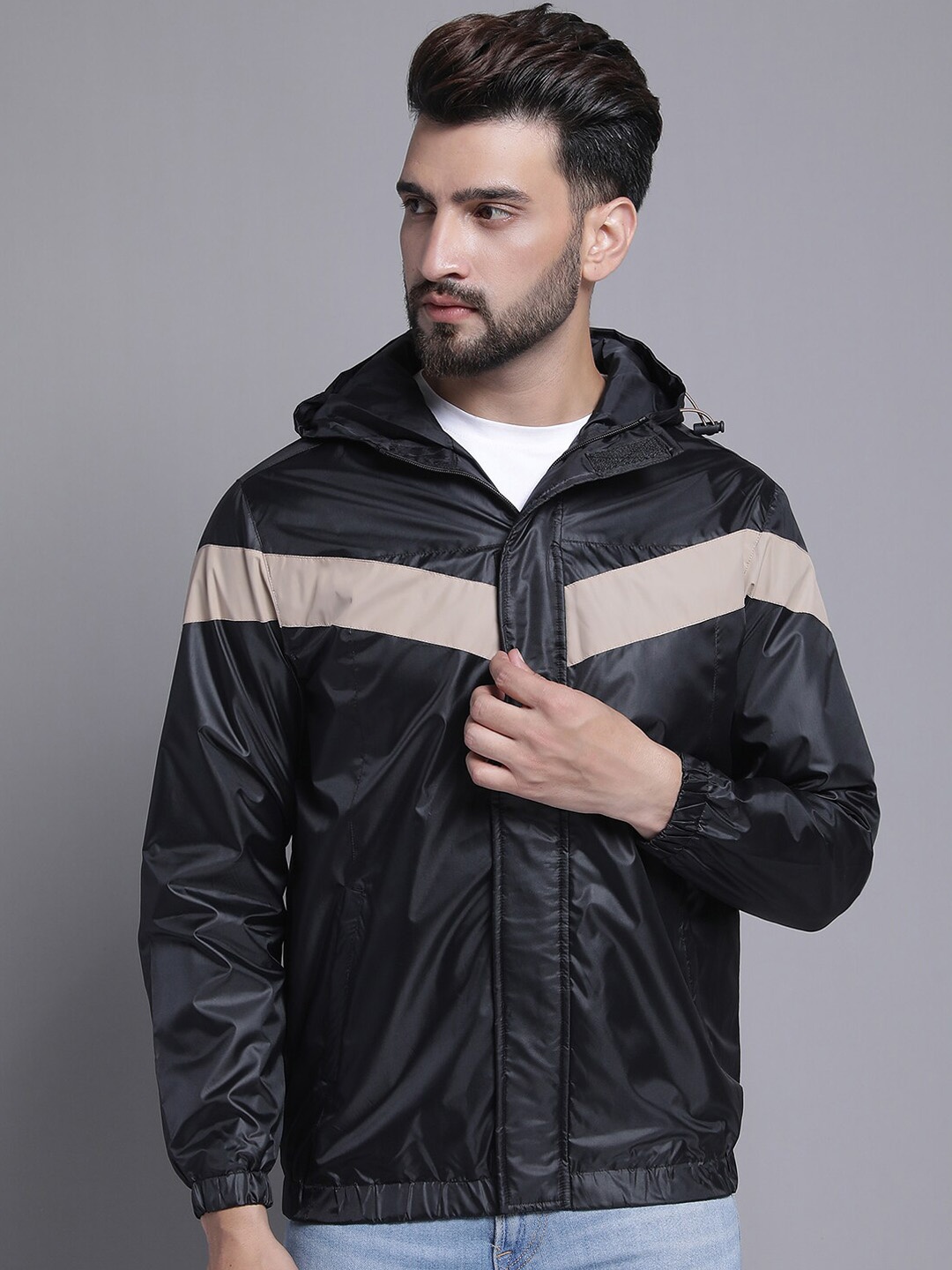 

HOUSE OF VEDAS Hooded Waterproof Rain Jacket, Black