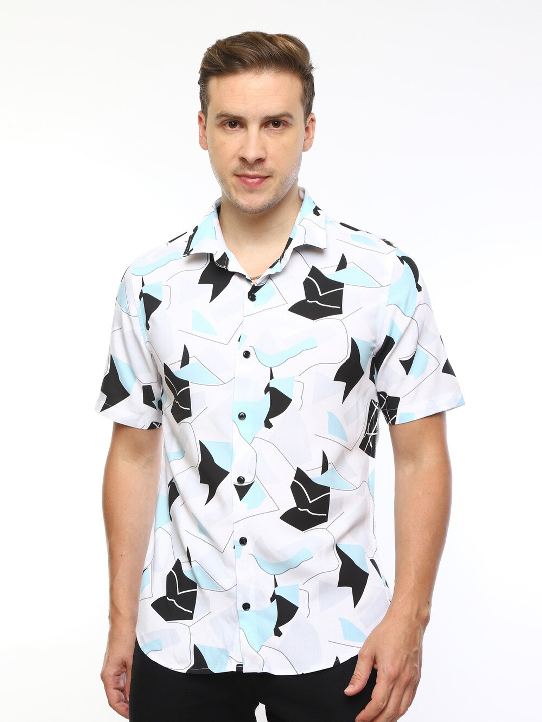 

FLY 69 Premium Abstract Printed Casual Shirt, Blue