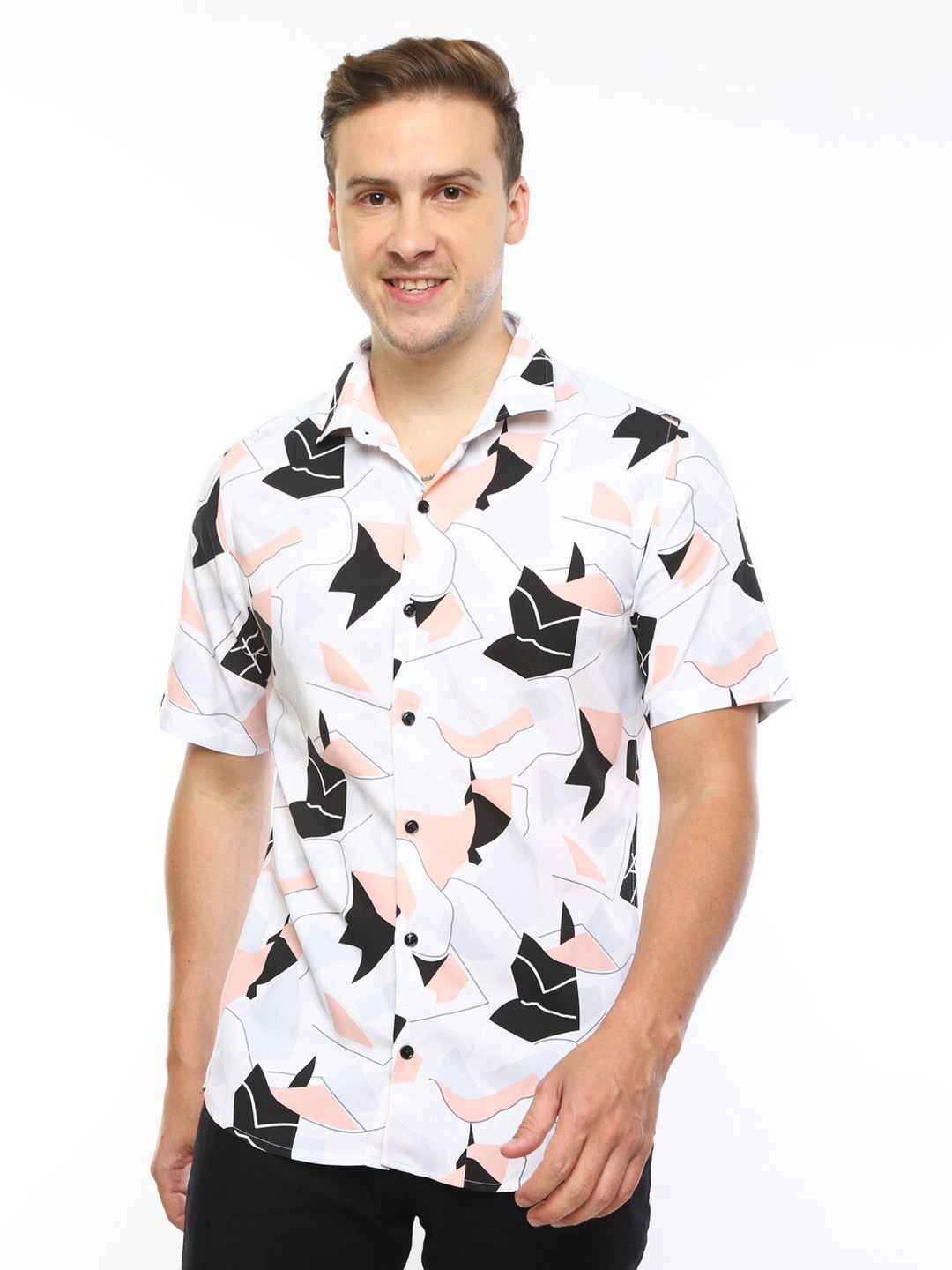 

FLY 69 Premium Abstract Printed Casual Shirt, Peach