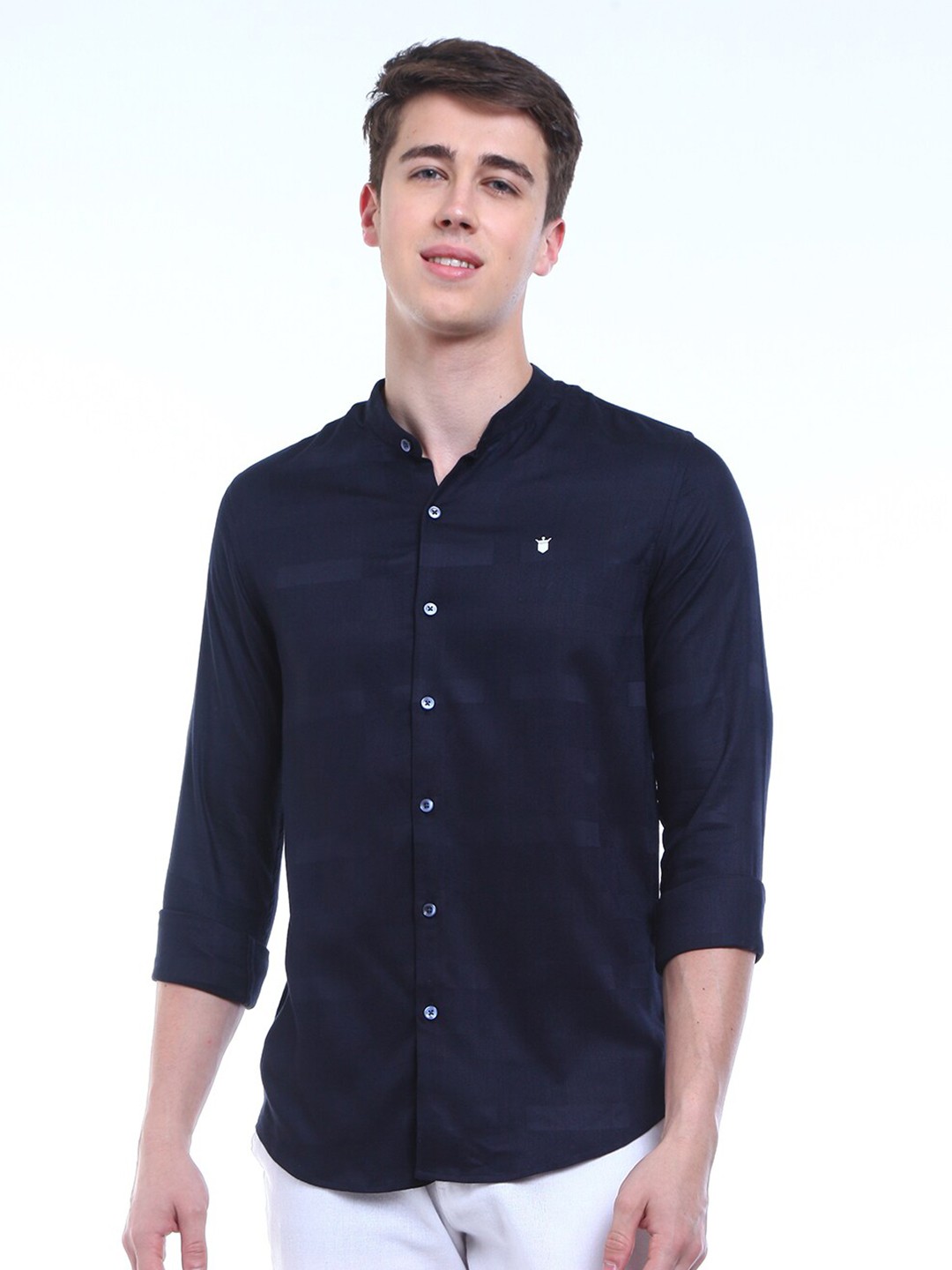 

FLY 69 Striped Premium Slim Fit Cotton Casual Shirt, Navy blue