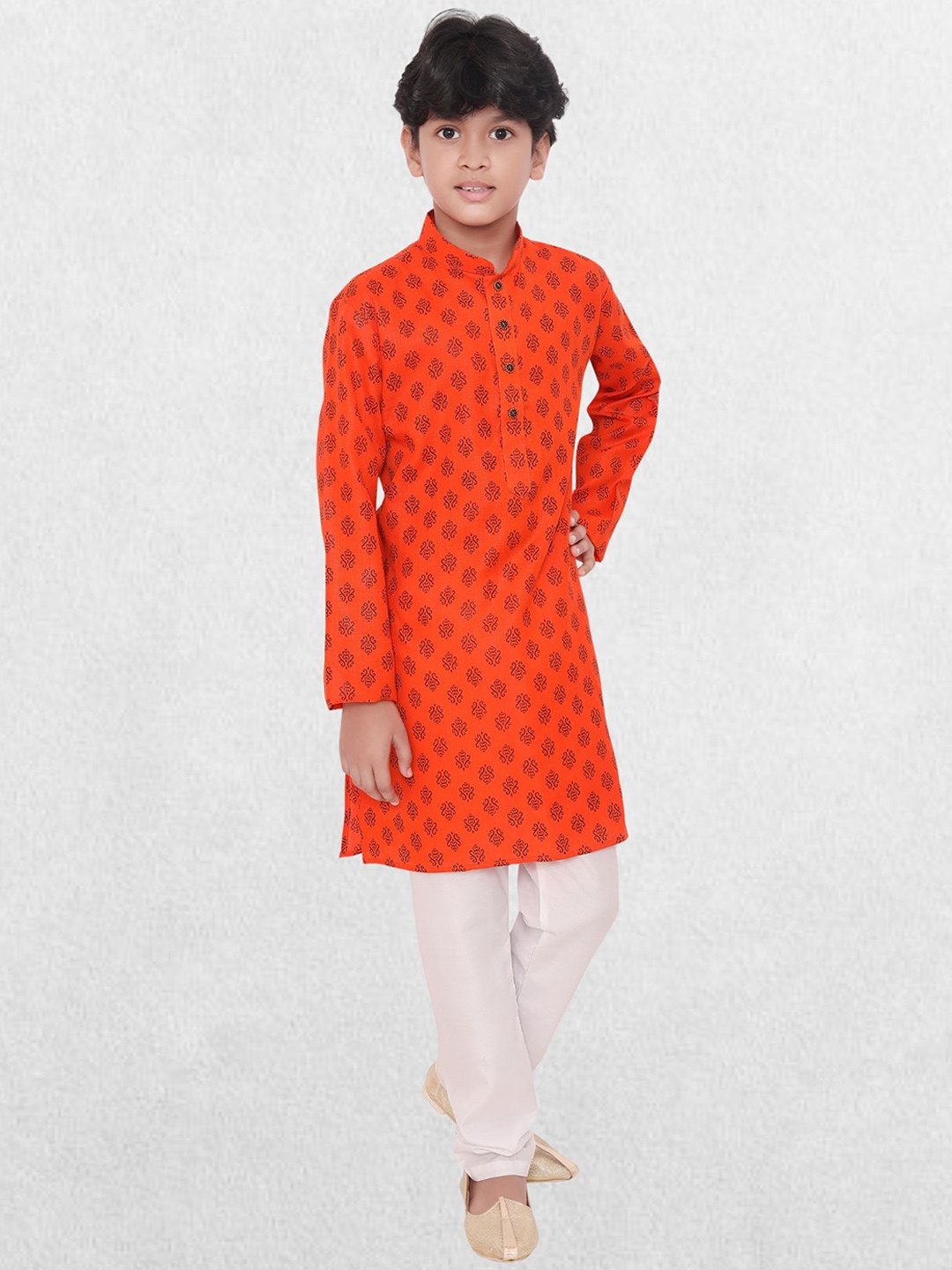 

SHIWAM ETHNIX Boys Ethnic Motif Printed Straight Kurta, Orange