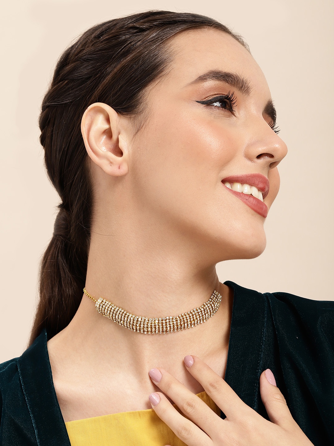 

Sangria Studded Statement Necklace, Gold