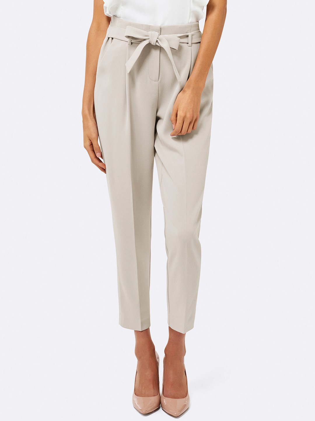 

Forever New Women Grey Tapered Fit Solid Peg Trousers