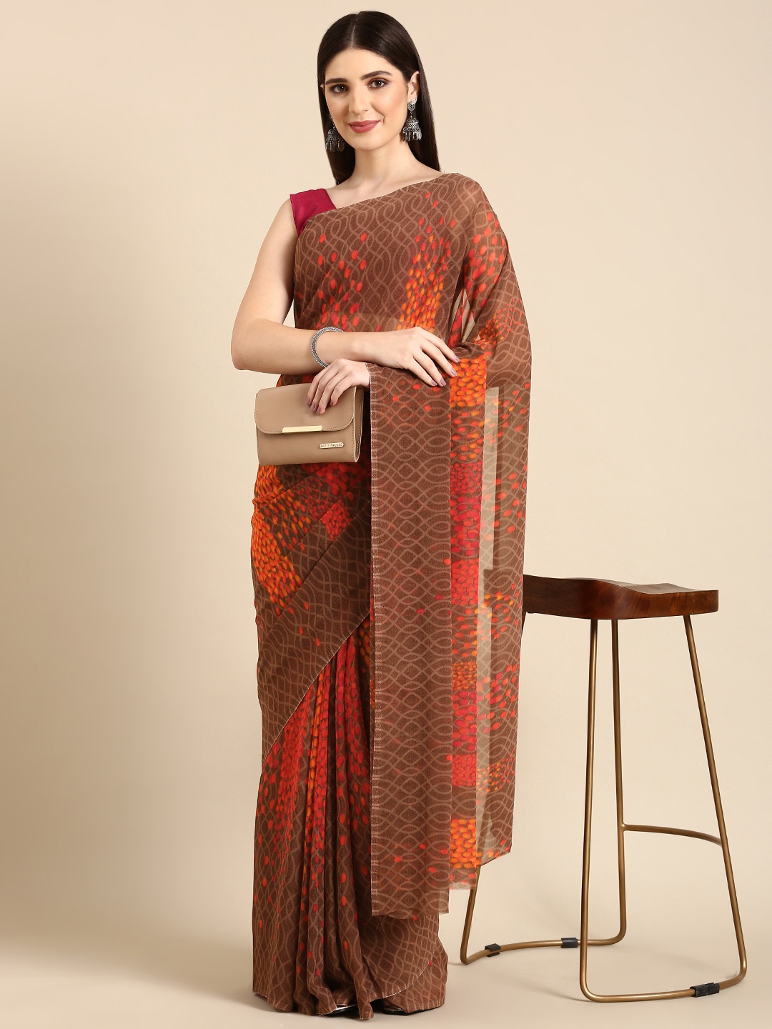 

HERE&NOW Printed Pure Georgette Saree, Multi